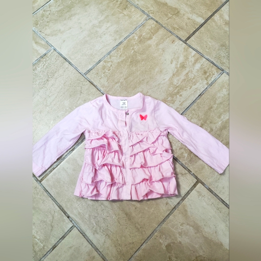 12 Month Long Sleeve Pink Carter's Shirt